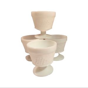 Harvest Grape Opaque White Milk Glass Dessert Cups
